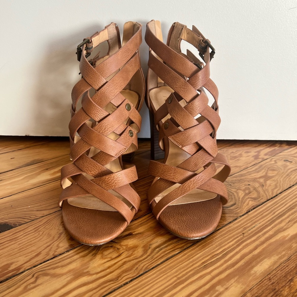 XOXO Strappy Brown Heels